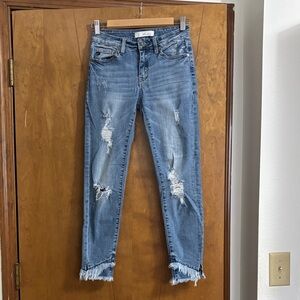 KanCan Light Blue Distressed Cropped Jeans